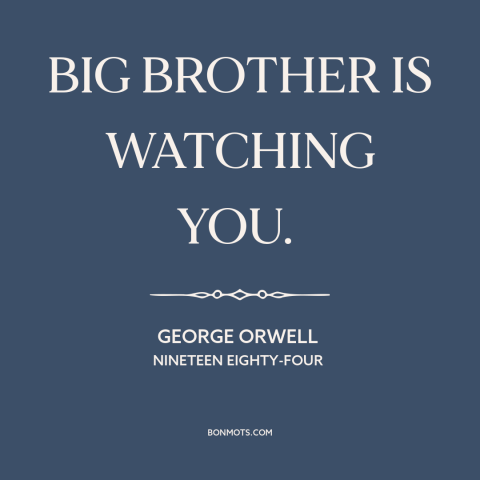 A quote by George Orwell about surveillance: “BIG BROTHER IS WATCHING YOU.”