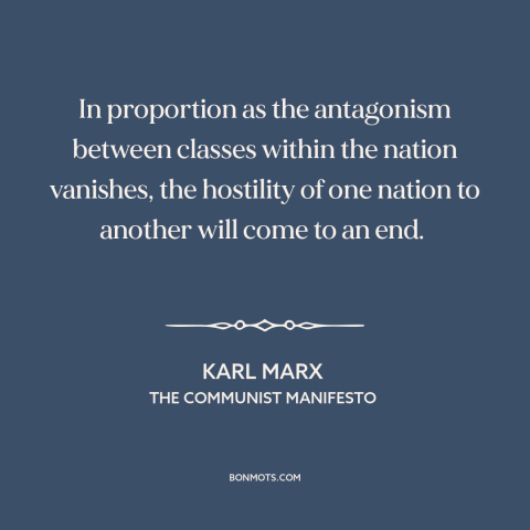 A quote from The Communist Manifesto about class conflict: “In proportion as the antagonism between classes…”