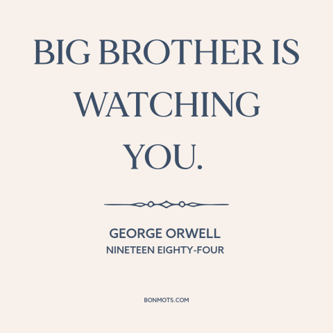 A quote by George Orwell about surveillance: “BIG BROTHER IS WATCHING YOU.”