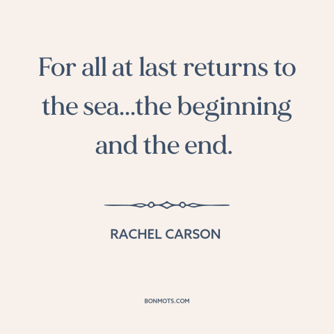 A quote by Rachel Carson about ocean and sea: “For all at last returns to the sea...the beginning and the end.”