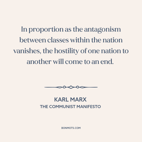 A quote from The Communist Manifesto about class conflict: “In proportion as the antagonism between classes…”